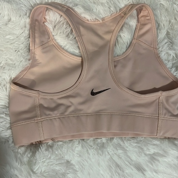Nike Dri Fit Racerback Sports Bra Logo Pink Sparkly Swoosh On Back Size XS - Picture 2 of 3
